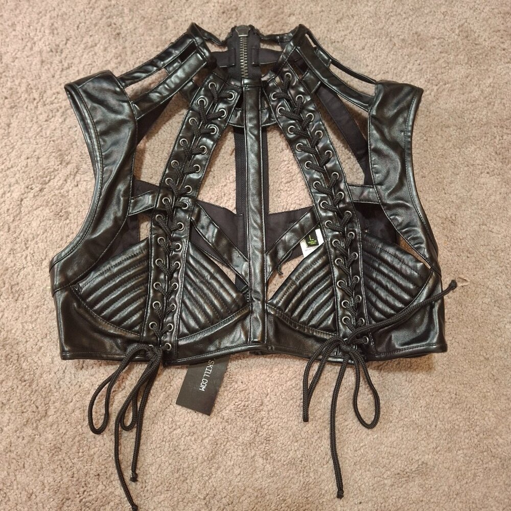 Dolls Kill Club Ex Rude Awakening Harness Bra top